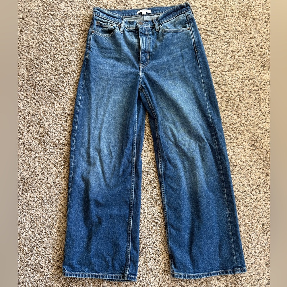 Banana Republic Wide-Leg Jeans in Mid Blue Wash